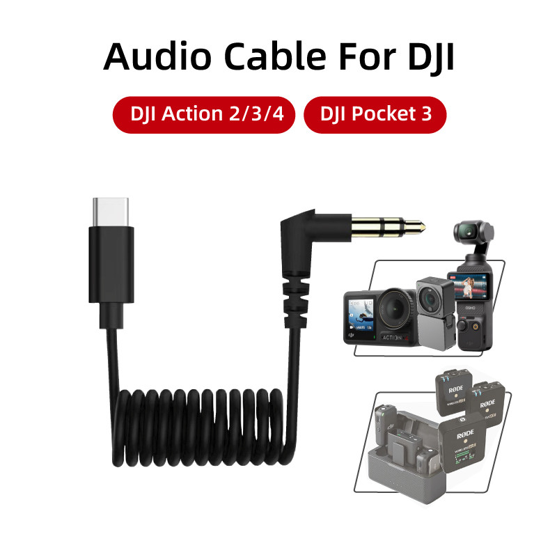 audio cable for DJI action camera 2/3/4 pocket3 mic audio microphone