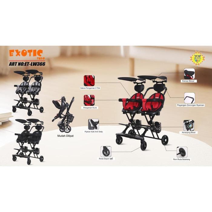 (FREE PACKING) Magic Stroller Twins Kembar Pasific Exotic ET-LW366 ET LW 366 LW-366 / Dorongan Bayi