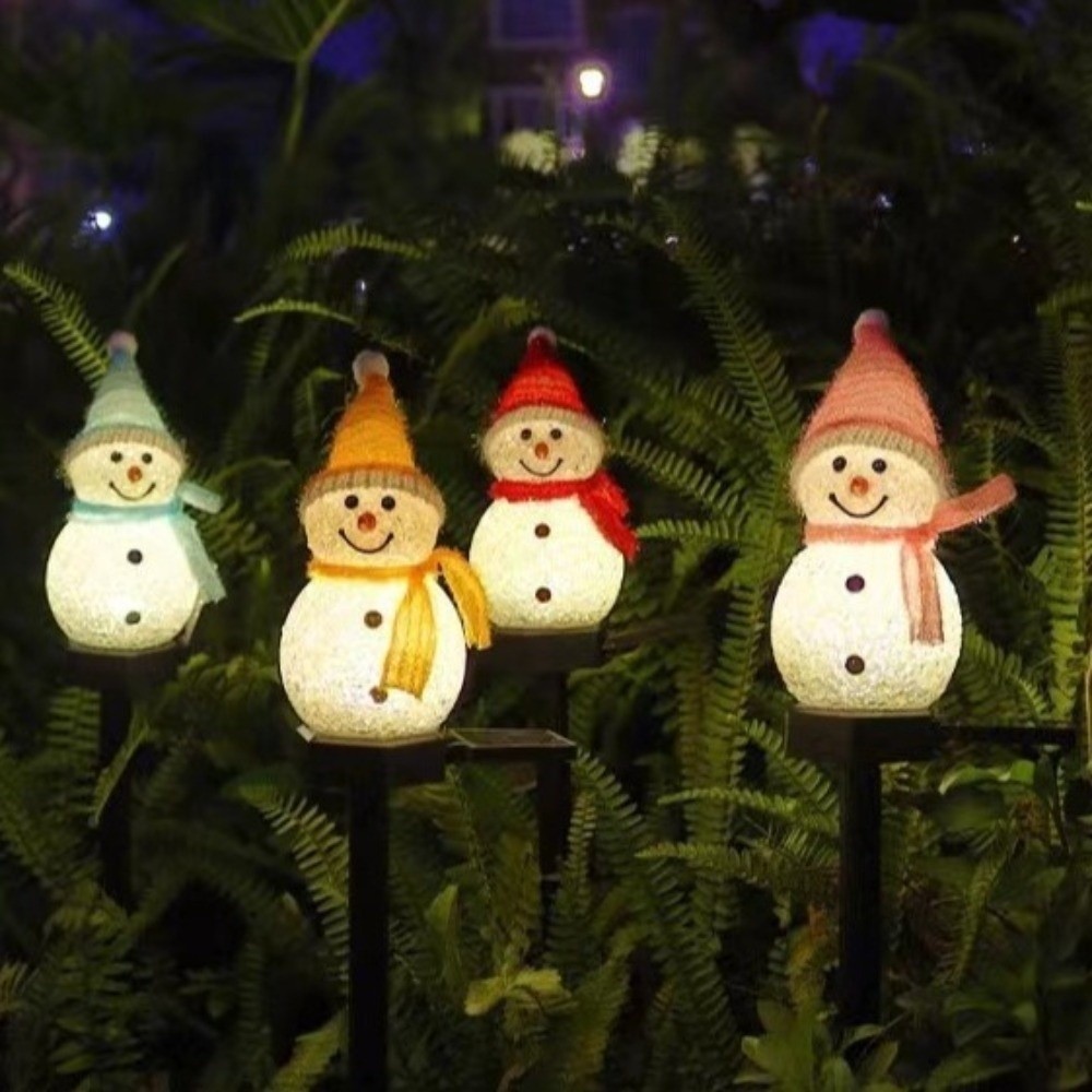 LED Snowman Solar Light Solar Powered Waterproof Snowman Landscape Lamp Automatic Light Sensor