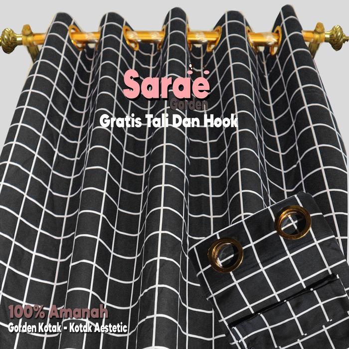 GORDEN JENDELA PENDEK AESTETIC KOTAK KOTAK - GORDEN JENDELA - HORDENG JENDELA PENDEK POLOS EMBOSS