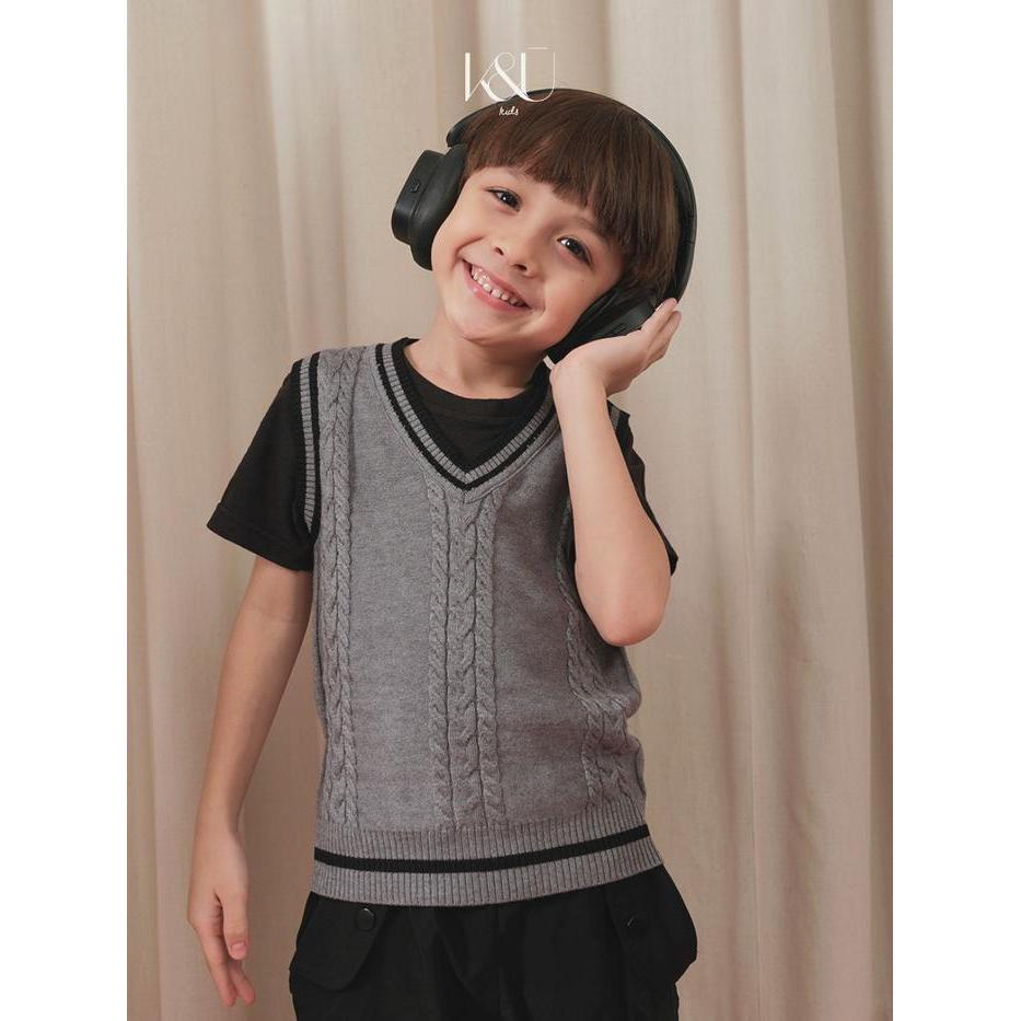 KUKAI Kids Alistair Vest - Rompi Rajut Anak Laki-laki - Rompi Knit Anak Laki-laki