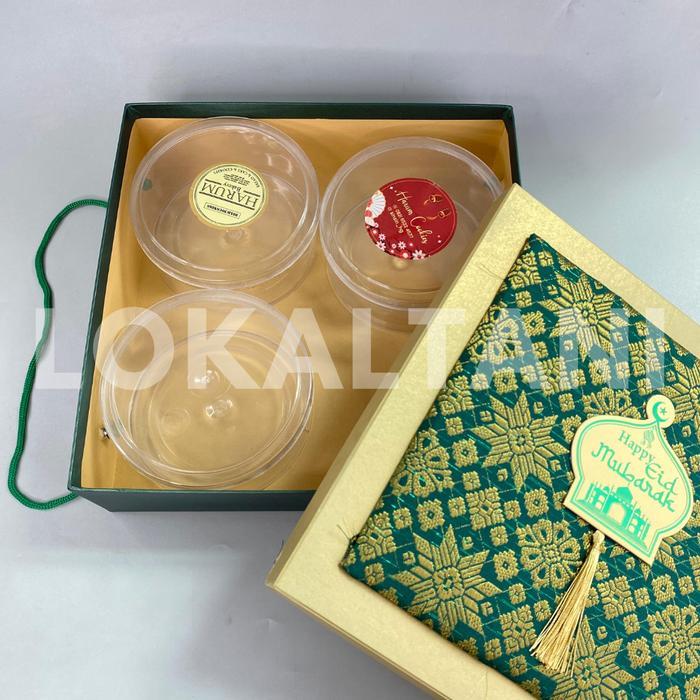 Box Kue 4 Toples 500Gr Songket Lebaran/Kotak Hardbox Kue Kering