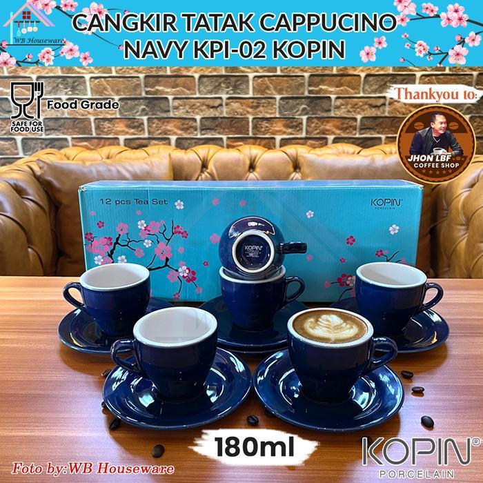 KOPIN 6 pasang cangkir set navy 180ml KPI-02 / coffee latte cappucino porcelain cup and saucer