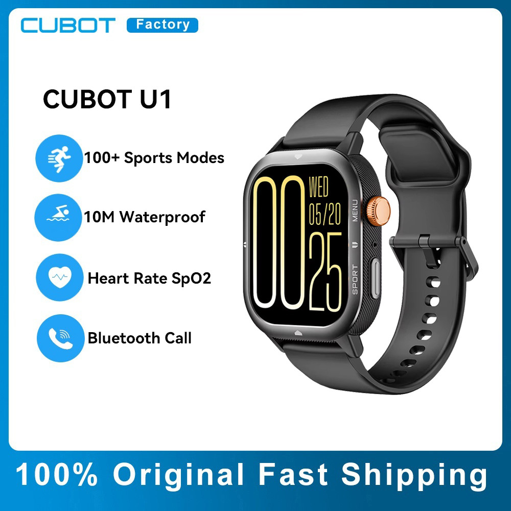 Cubot U1 Smartwatch 100+ Sports Modes 10M Waterproof 1.93" Ultra-Thin Display Bluetooth Call Heart