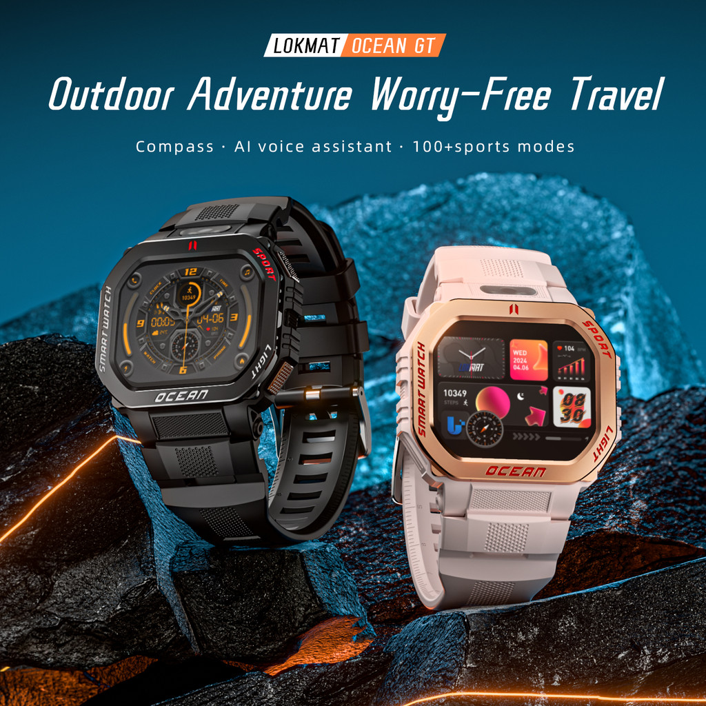 Lokmat Ocean Gt Waterproof Rugged Outdoor Smart Watch Flashlight Watch Unisex Fitness Tracker Touch