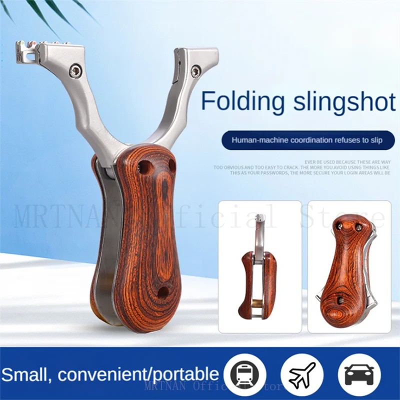 Folding Mini Pocket Slingshot Outdoor Hunting Stainless Steel Slingshot Titanium Steel Powerful