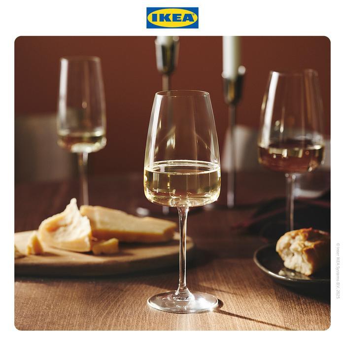 q6cr- Ikea Dyrgrip Gelas Kaca Bening Untuk Wine 42Cl Peralatan Makan Putih