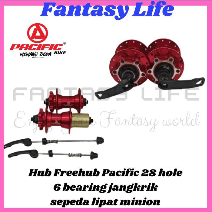 Fantasy Hub freehub PACIFIC model cassate 28 hole jangkrik depan 2 bearing belakang 4 bearing sepeda