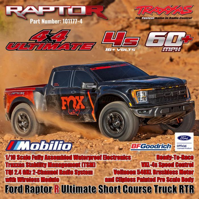 Traxxas Ford Raptor R Ultimate 4X4 Short Course Truck RC 1/10 Scale Fully Assembled Waterproof RTR