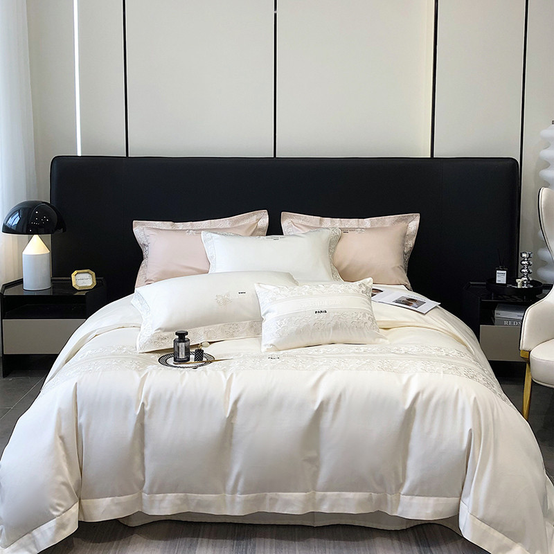 1000TC Egyptian Cotton Bedding Set  Luxury embroidery Bed Linens Quilt Duvet Cover Pillowcase King S