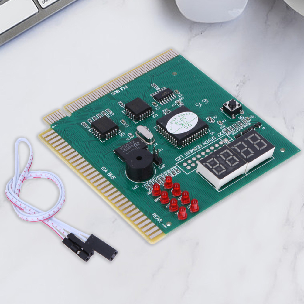 4 Digit LCD Display PC Analyzer Diagnostic Post Card Motherboard Tester with LED Indicator for ISA P