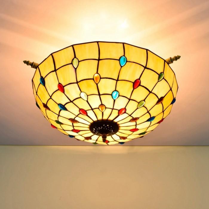 Antique Tiffany Chandeliers Lamps Stained Glass Colorful Decorative Tiffany Pendant Ceiling Light