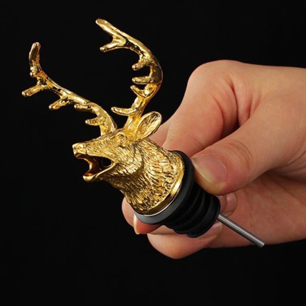 Wine Pourer Alloy Deer Elk Wine Stopper Cocktails Beer Whiskey Dispenser Bar Accessories