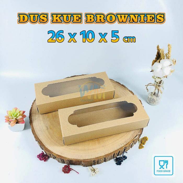 Terlaris (isi 50pcs) Dus Box Brownies 26x10x5 / Kotak Kue Cake / Kardus Bolen / Box Donat isi 3 /