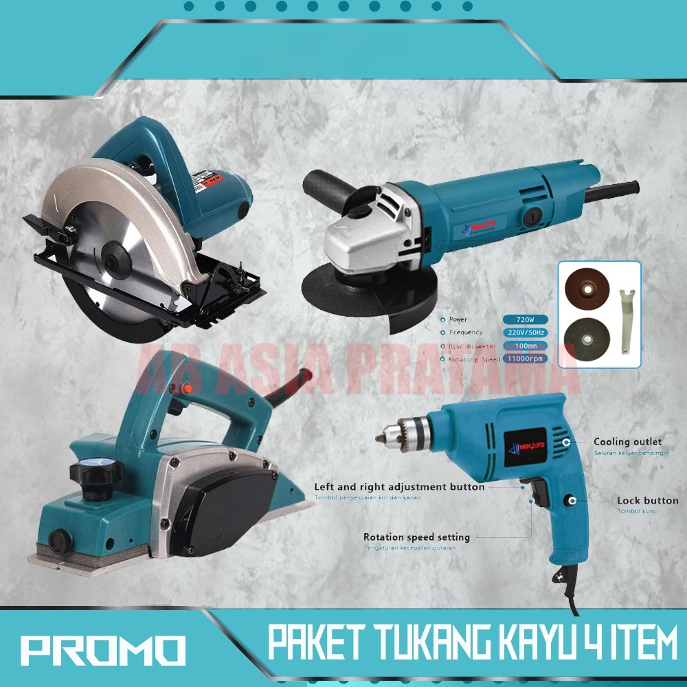 PAKET LENGKAP model MAKITA Mesin Serut kayu Mesin Circular Saw Mesin BOR 10MM mesin gerinda 4 inch