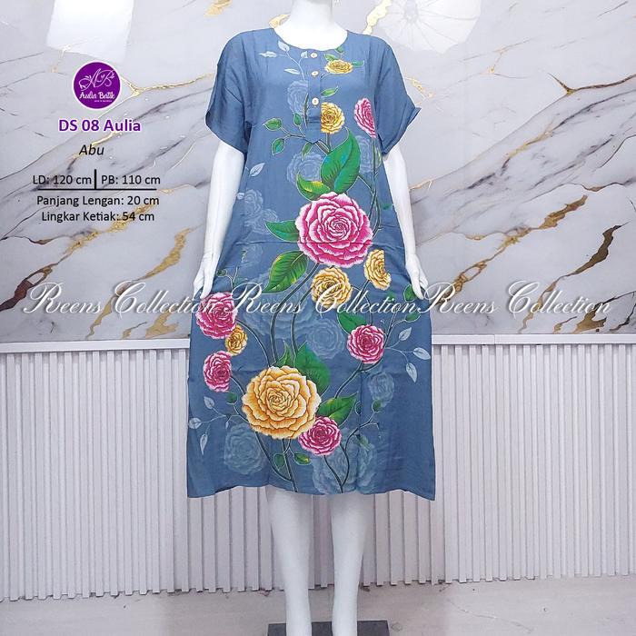 60uv- Aulia Batik Daster 08 Batik Print Daster 3 Kancing Depan Busui 2 Saku Tangan Pendek Di