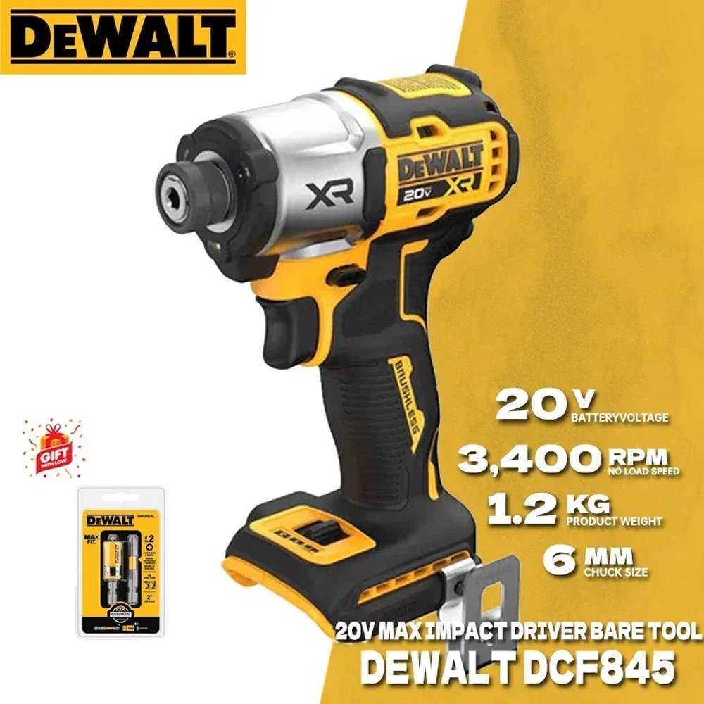 DEWALT DCF845 20V MAX XR 3-Speed Impact 1/4'' Driver Cordless Drive Large Diameter Screws 3400 RPM