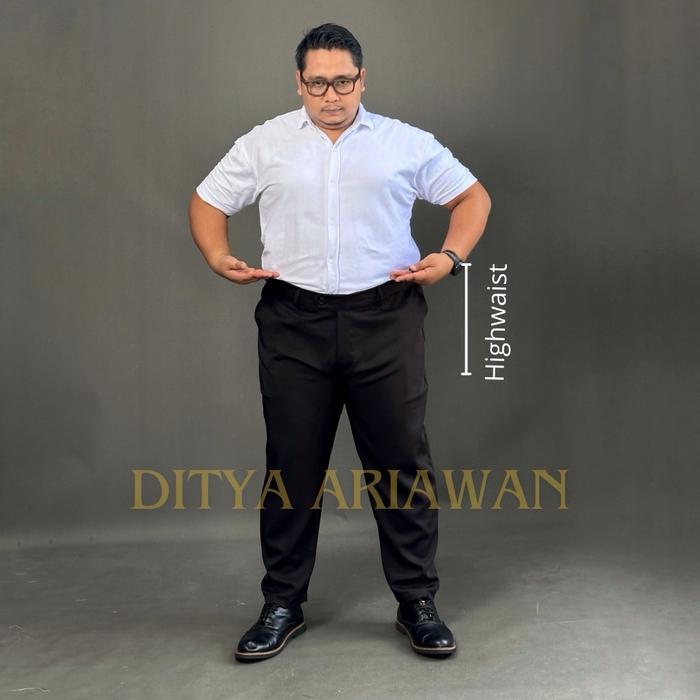 Promo Celana Panjang Kerja Formal Jumbo Pria Slimfit Stretch Karet Original