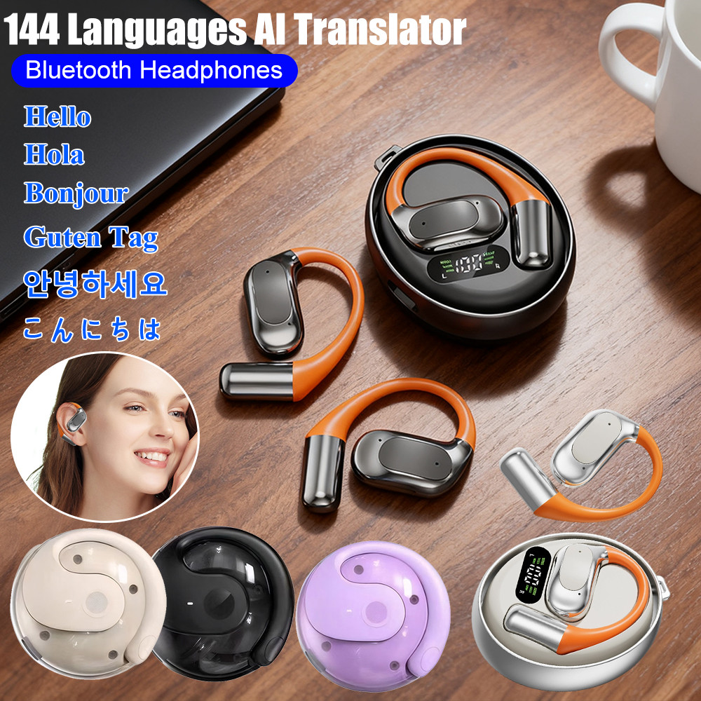 144 Languages AI Translator Wireless Bluetooth Translator Headset Headphones Real Time Language