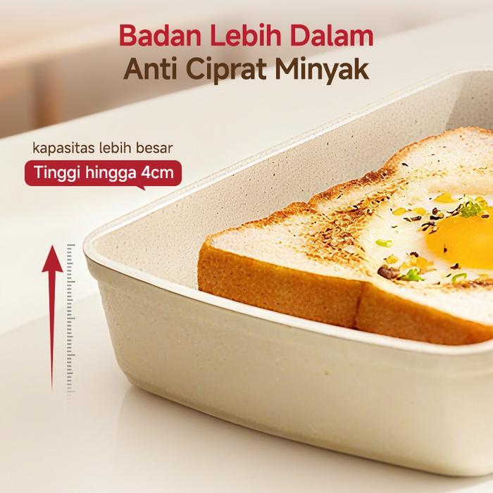 Modofo Teflon Kotak Dadar Telur Wajan Kecil Tamagoyaki Panci Wajan Penggorengan Granit Putih Teplon