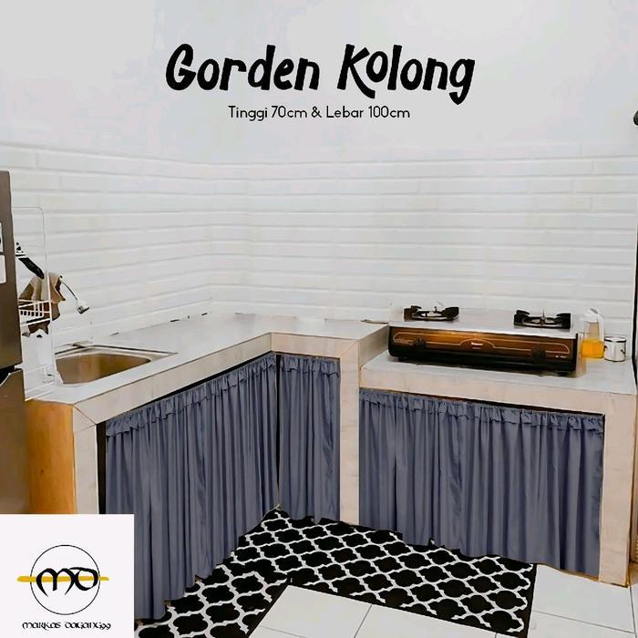 Diskon Kolong Dapur Polos Embos Kain Gorden Kain free 1 set tali gorden spiral