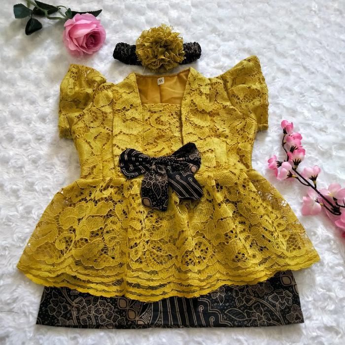 KEBAYA BAYI / KEBAYA ANAK / SETELAN KEBAYA ANAK HIJAU LEMON