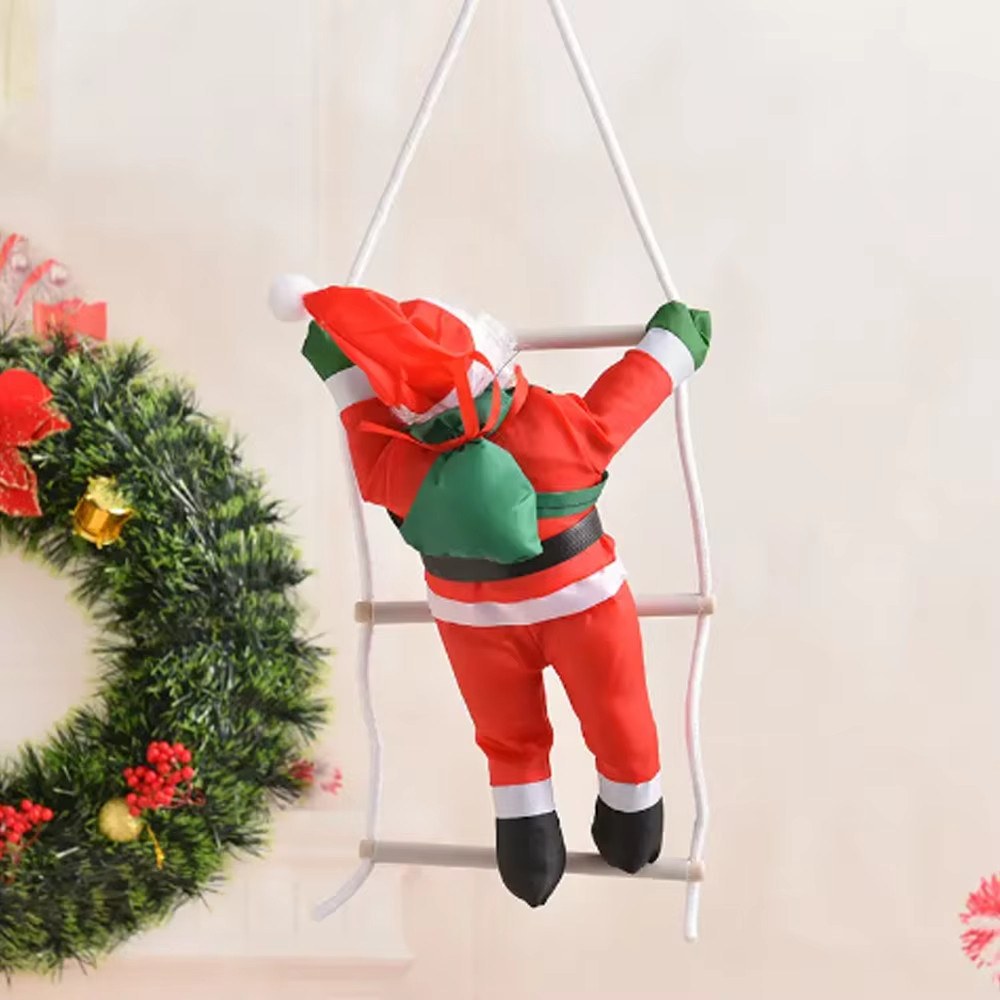 1Pc 25Cm Santa Claus Climbing Ladder Doll Christmas Decoration Climbing Santa Claus Home Decoration