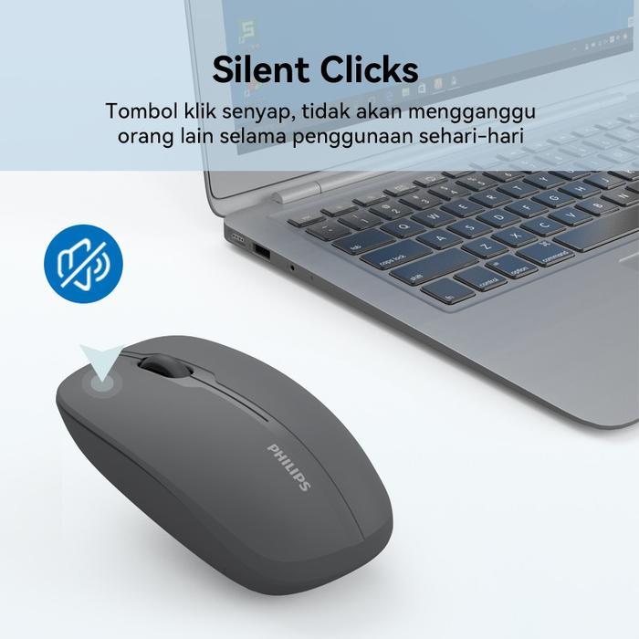 5ixg- Philips Spk7418 Mouse Multi Device Bluetooth+2.4G Wireless Mouse Silent