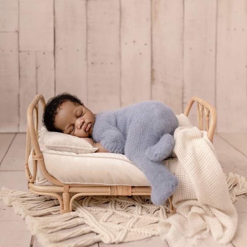 New Born Photography Prop Bed Handmade Baby Doll Bed Rattan Bamboo Basket  Baby Bebe Newborn Photogr