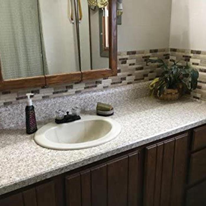 Stiker Dinding 3D Bahan Vinyl Motif Marmer Untuk Dapur