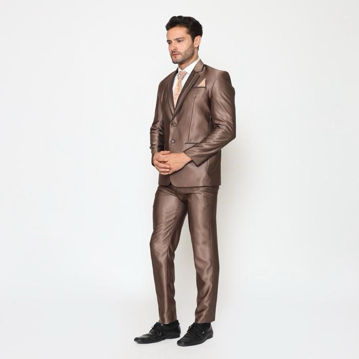 Jas Pria Semi Wool Shining Setelan Jas Pengantin Pria Bahan Tebal - Yung