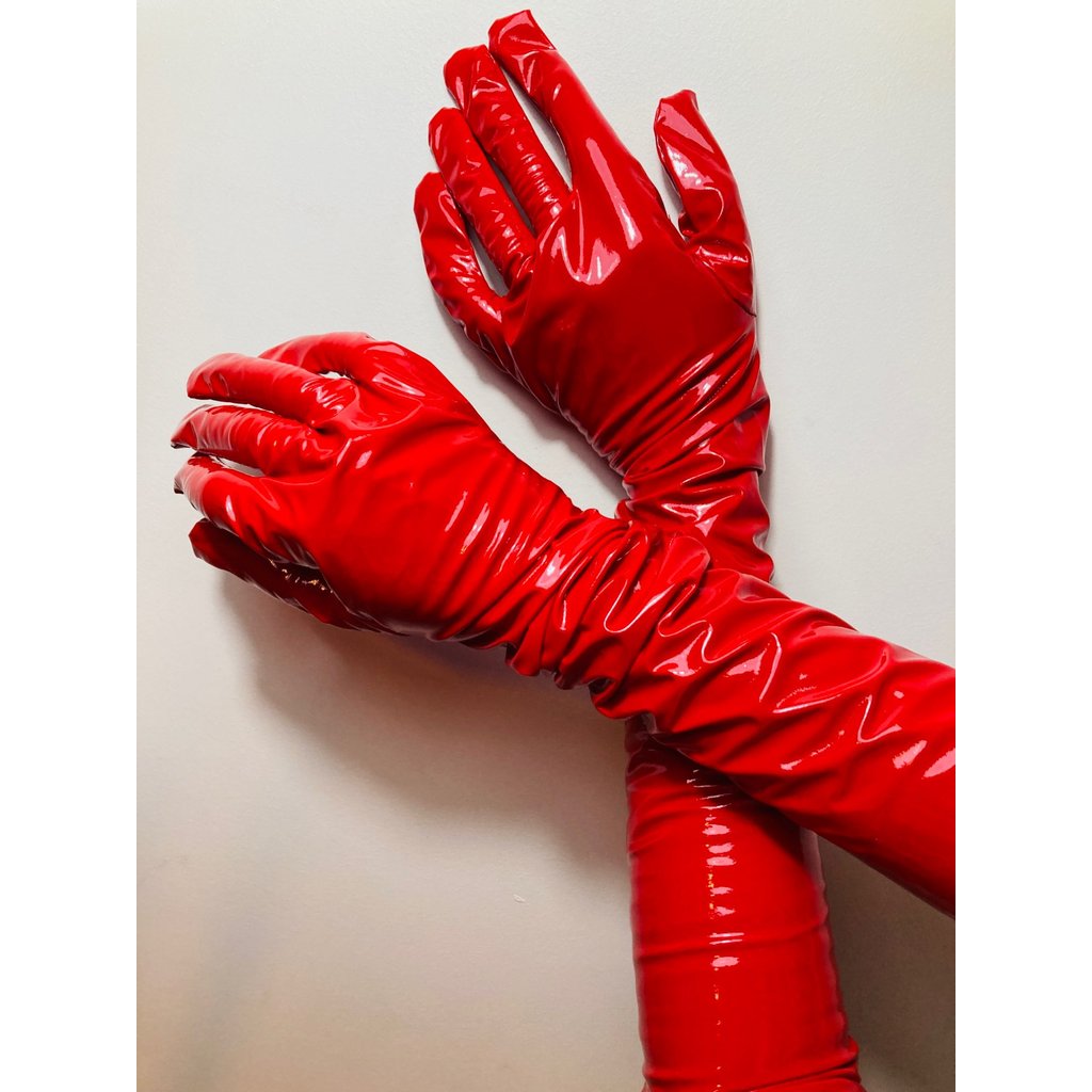 Sexy Women PU Leather Gloves Shiny Long Gloves Punk Mitten Party Clubwear Cosplay Stage Costume
