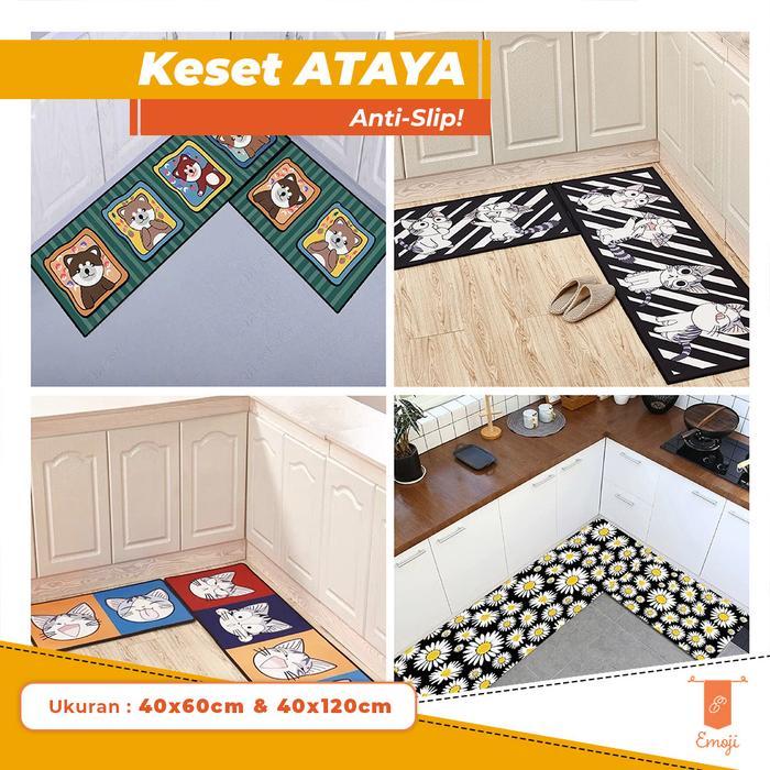 IFY (IMPORT) KESET DAPUR 2 IN 1 40X60 + 40X120 CM ATAYA KITCHEN MAT SET ANTI SLIP TERMURAH TERLARIS