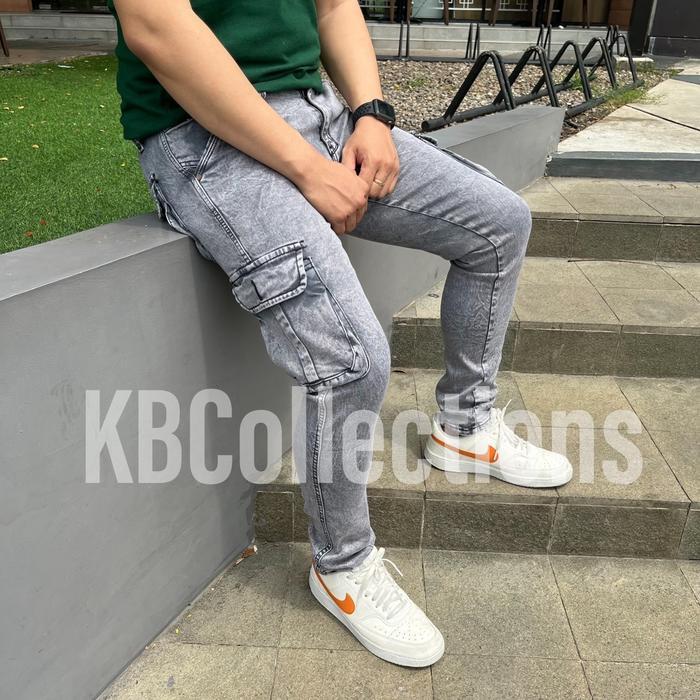 8zg8- Celana Jeans Cargo Slimfit
