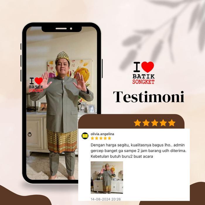 Paket Sarung Rumpak & Topi Tanjak Asli Original Tenun Adat Palembang Melayu Medan Songket Pria