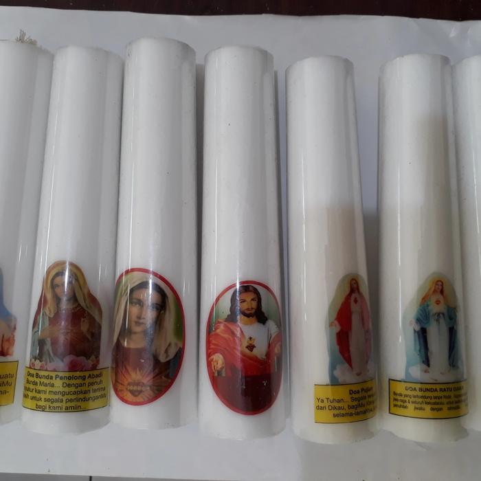 Lilin Doa Gambar Rohani Yesus / Maria 20 cm