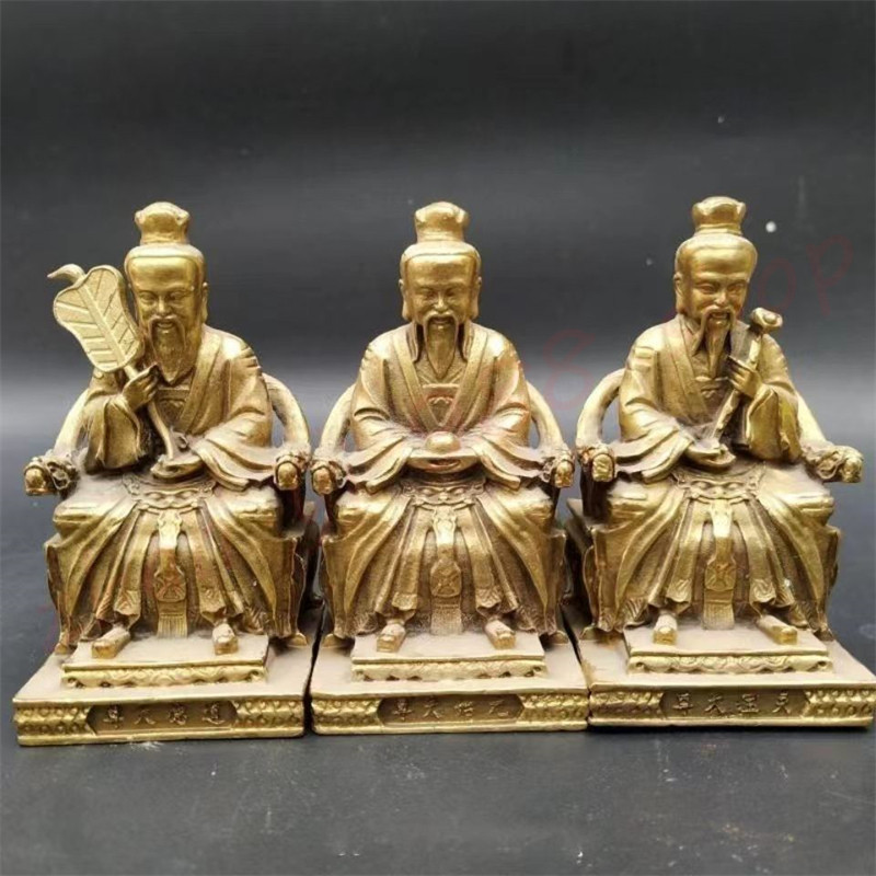 Pure Copper Ornaments, Taoist Sanqing Taoist Ancestora Set,Exquisite