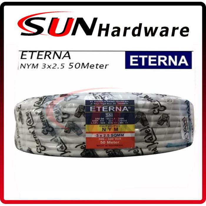 Kabel Listrik Eterna NYM 3 x 2,5 mm Isi kabel 3 SNI 50 meter Cable Rolan Rol Instalasi Original Asli