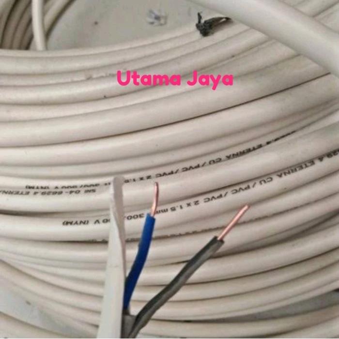 Kabel Listrik Kawat Tembaga Isi 2 Kabel Putih ETERNA NYM 2X1,5 Harga Per Meter