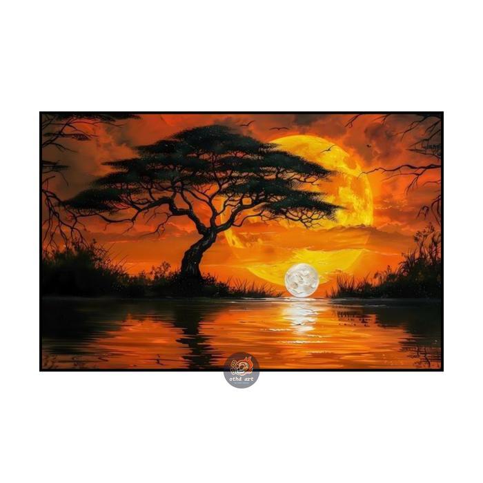 Othd Shop Gallery Lukisan Pemandangan Senja Estetik Handmade Lukisan Tangan Asli Lukisan Besar Asli,