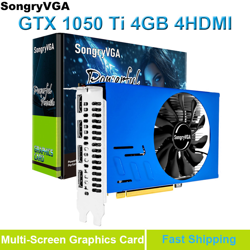SongryVGA GTX 1050 Ti 4GB MultiScreen Graphics Card, GDDR5 128bit 4x HDMI For Trading/Gaming/Digital