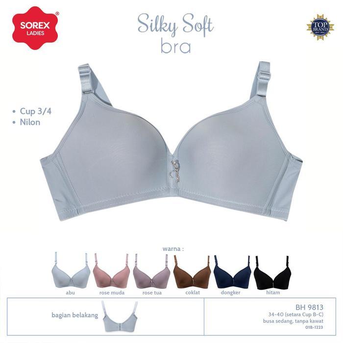 f79e- Sorex Bra Cup Besar Tanpa Kawat Busa Kait 3 Cup B-C Silky Soft Bra Bh 9813 Harian