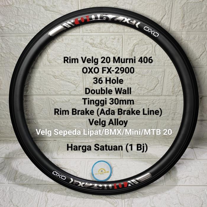 VELG RIMS 20 OXO FX2900 MURNI ETRTO 406 LUBANG 36H ALLOY DOUBLE WALL 3CM ADA BRAKE LINE VALVE AV