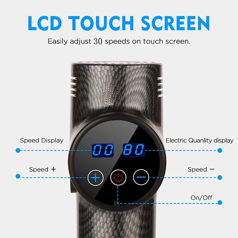 Massage Gun 30 Speed LCD Touch Display Screen Deep Tissue Percussion Muscle Massager Relief Body Ele