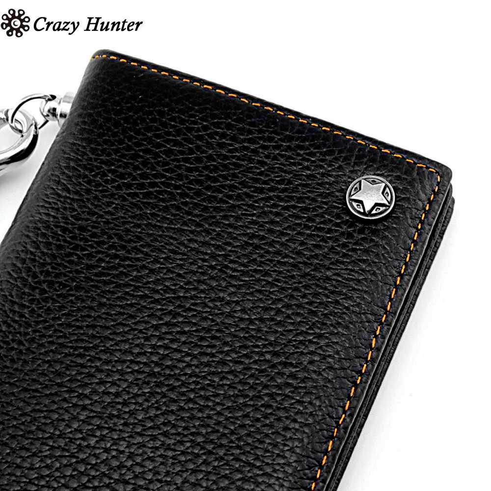 High Quality Biker Rock Star stud Mens Card Money Leahter Wallet with Chain