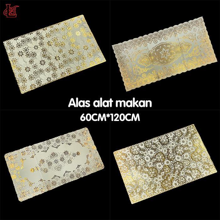 <COD> Loyal Bosque Taplak Meja Tamu Oval Gold dan Silver Anti Air 60x120CM / Taplak Meja Bordir