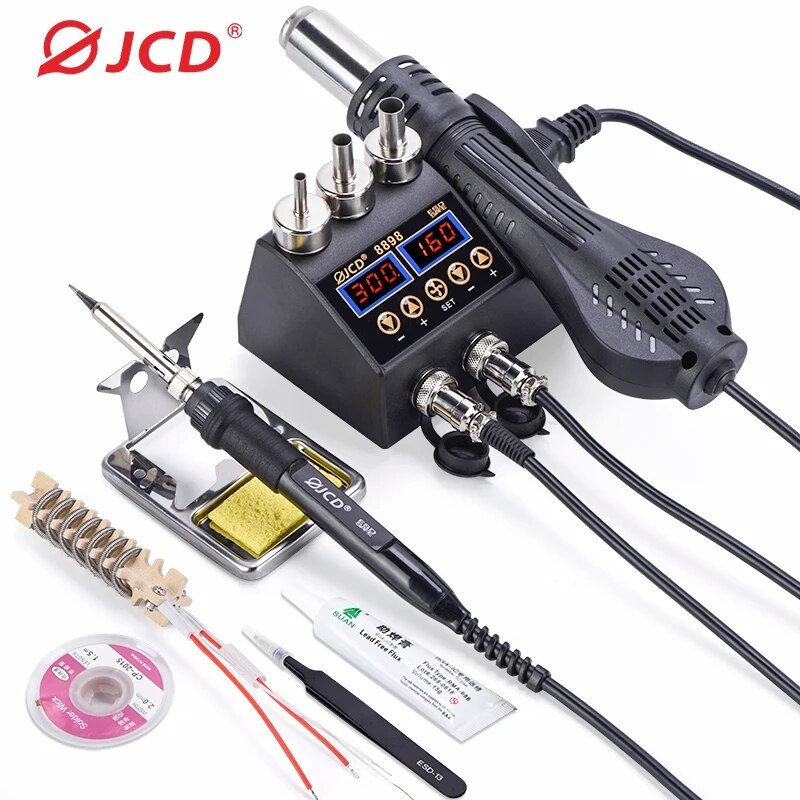 JCD 8898 Soldering Station 750W 2 in 1 Soldering Iron Hot Air Gun Rework Welding Station For Phone