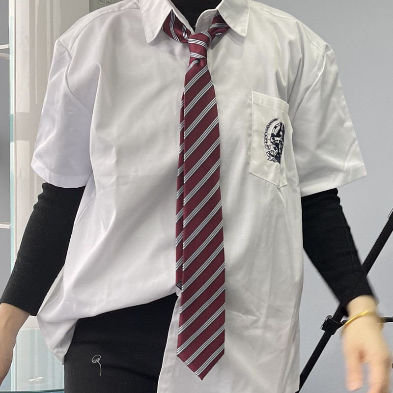 Jk Polyester Mens Ties Striped Navy Red Coffee Dk College Neckties Uniform Girls Neckwear 7Cm