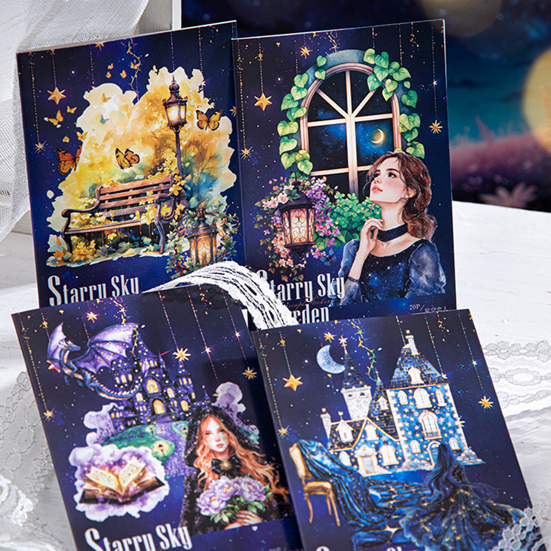 Mr Paper 80Pcs/bag Garden Landscaping Stickers Garden Under the Stars Series Handbook Stickers DIY