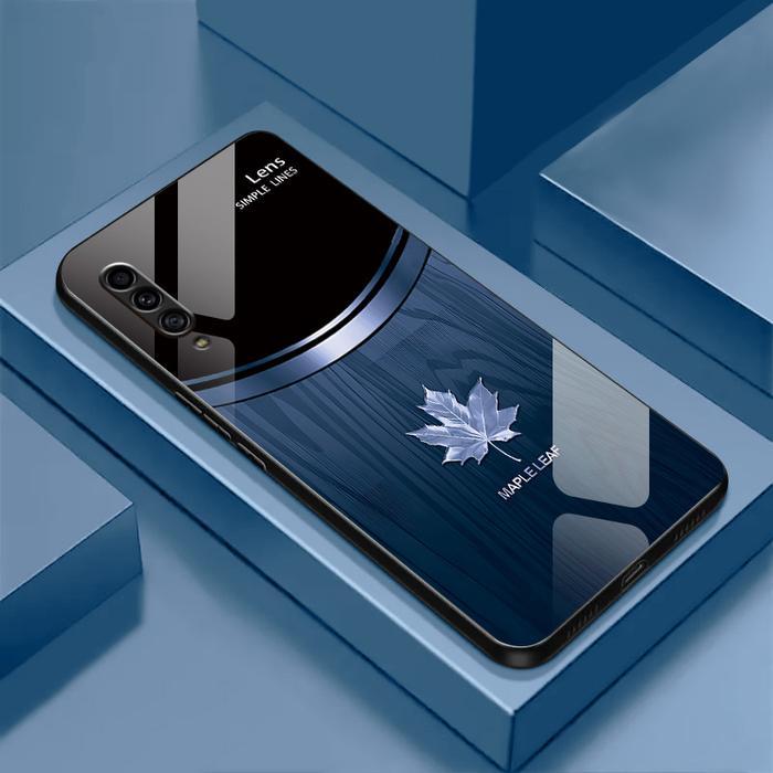 Casing Cocok Untuk Galaxy A70 , Casing Ponsel Kaca Pola Daun Maple-Jk Ufy Ori Original Asli